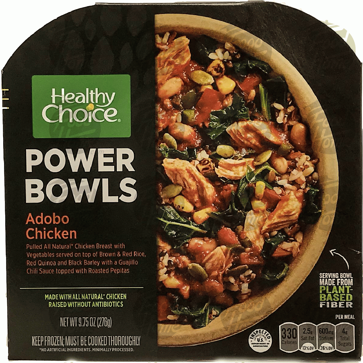 Healthy Choice Power Bowls adobo chicken bowl; chicken breast, vegetables over rice with chili sauce Full-Size Picture